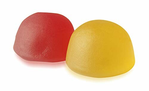 Two gummy candies, one red and one yellow.